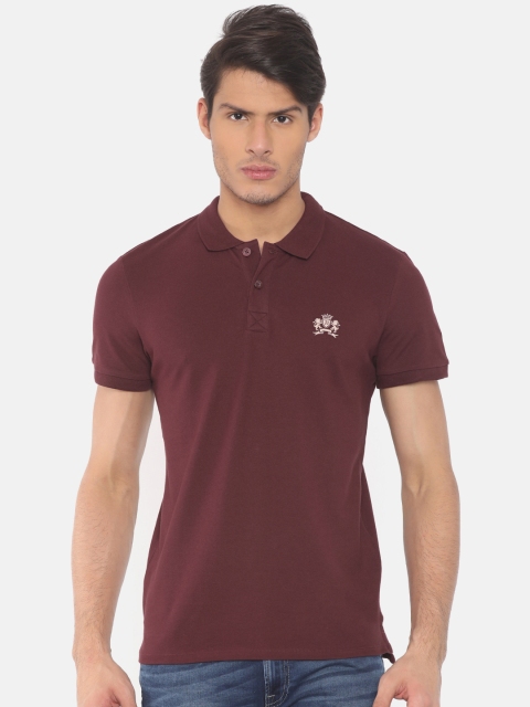

Jack & Jones Men Maroon Solid Polo Collar T-shirt