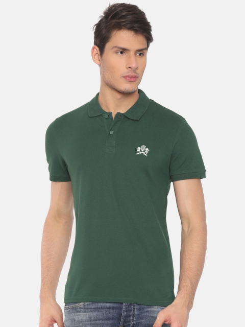 

Jack & Jones Men Green Solid Polo Collar T-shirt