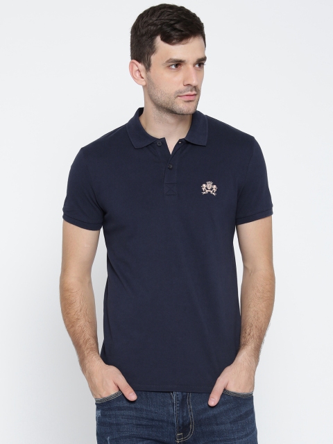 

Jack & Jones Men Navy Solid Polo Collar T-shirt, Navy blue