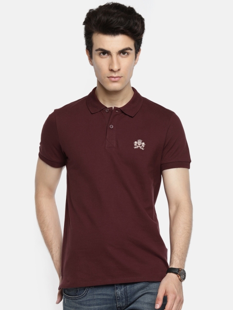 

Jack & Jones Men Maroon Solid Polo Collar T-shirt