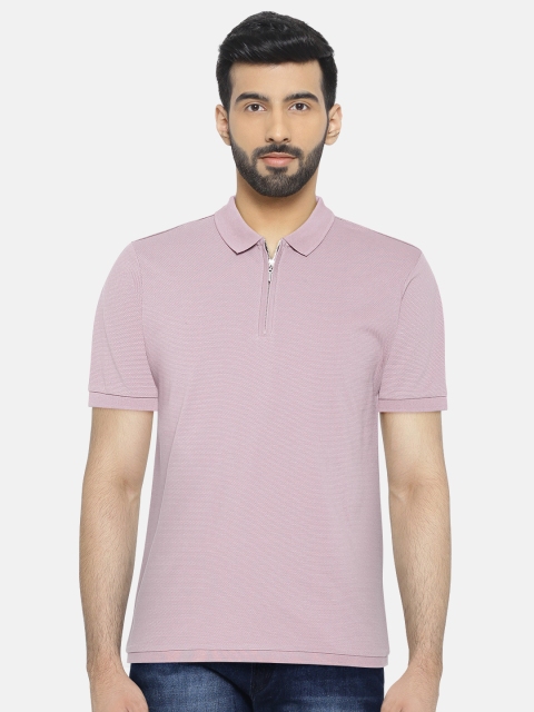 

Jack & Jones Men Mauve Solid Polo Collar T-shirt