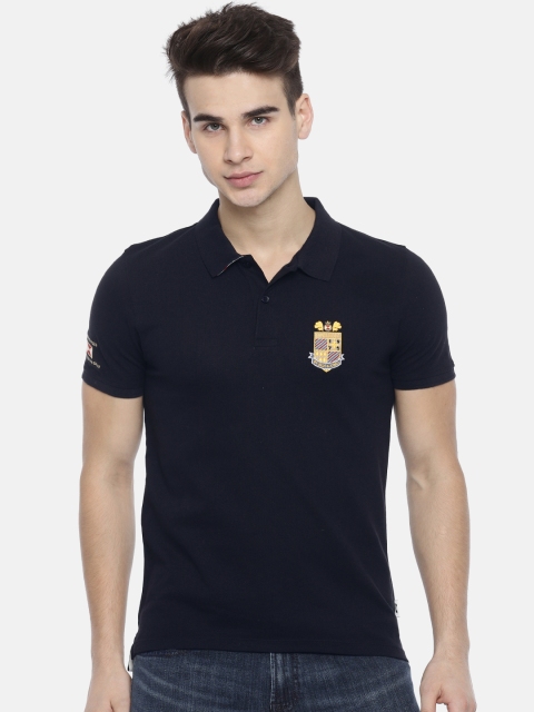 

Jack & Jones Men Navy Blue Solid Polo Collar T-shirt