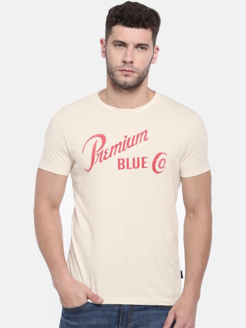 

Jack & Jones Men Beige Printed Round Neck T-shirt