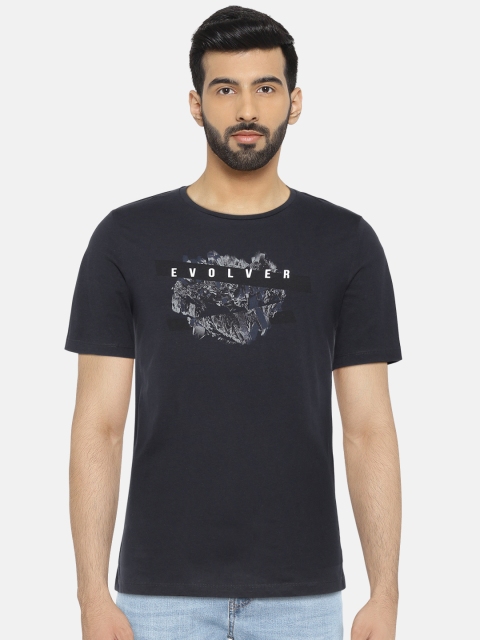 

Jack & Jones Men Navy Blue Printed Round Neck T-shirt