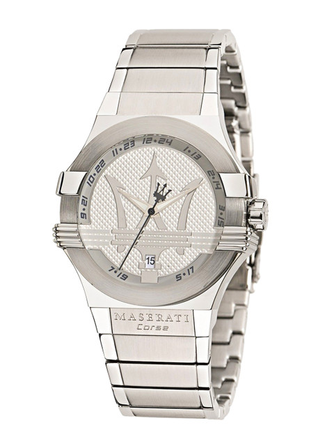 

Maserati Men Off-White & Silver-Toned Analogue Watch