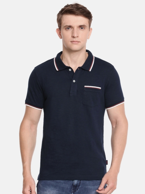 

Jack & Jones Men Navy Blue Solid Polo Collar T-shirt