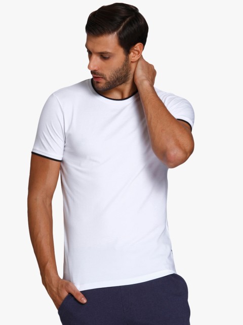 

Jack & Jones Men White Solid Round Neck T-shirt
