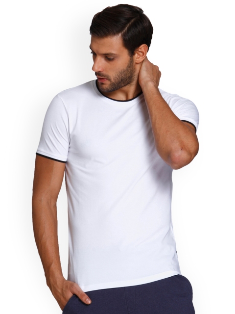 

Jack & Jones Men White Solid Round Neck T-shirt