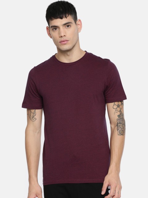

Jack & Jones Men Maroon Solid Round Neck T-shirt