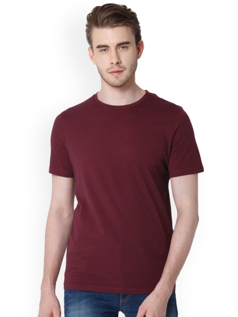 

Jack & Jones Men Burgundy Self-Design Round Neck T-shirt