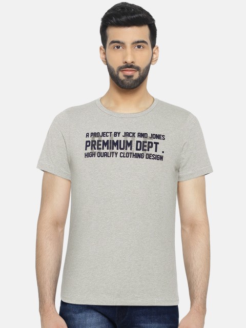 

Jack & Jones Men Grey Printed Round Neck T-shirt