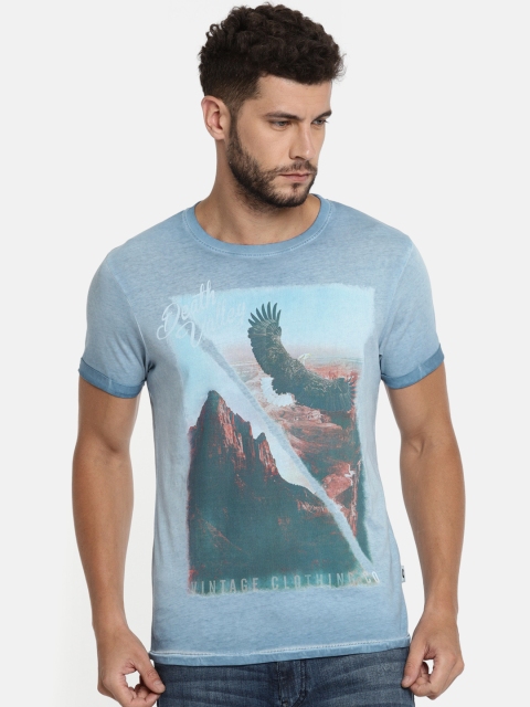 

Jack & Jones Men Blue Printed Round Neck T-shirt