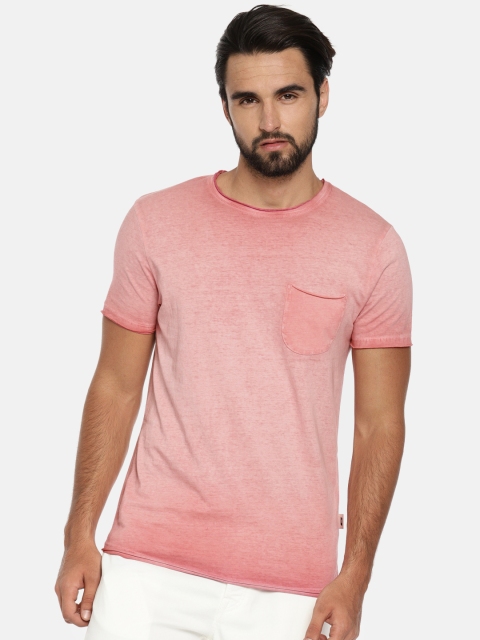

Jack Jones Men Red Solid Slim Fit Round Neck Pure Cotton T-shirt