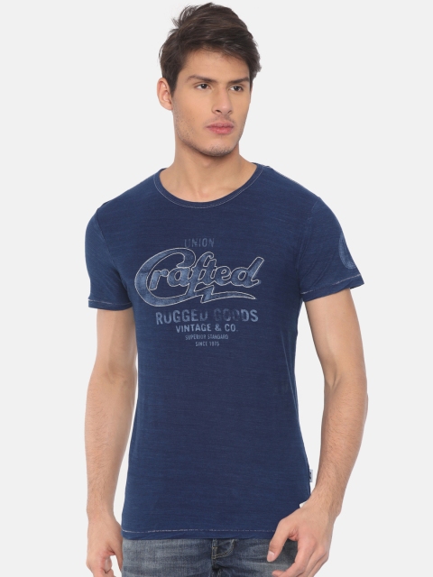 

Jack & Jones Men Navy Printed Round Neck T-shirt, Navy blue