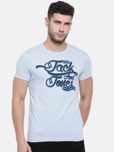 

Jack & Jones Men Blue Printed Round Neck T-shirt