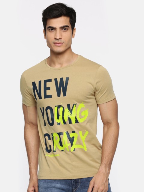 

Jack & Jones Men Brown Printed Round Neck T-shirt