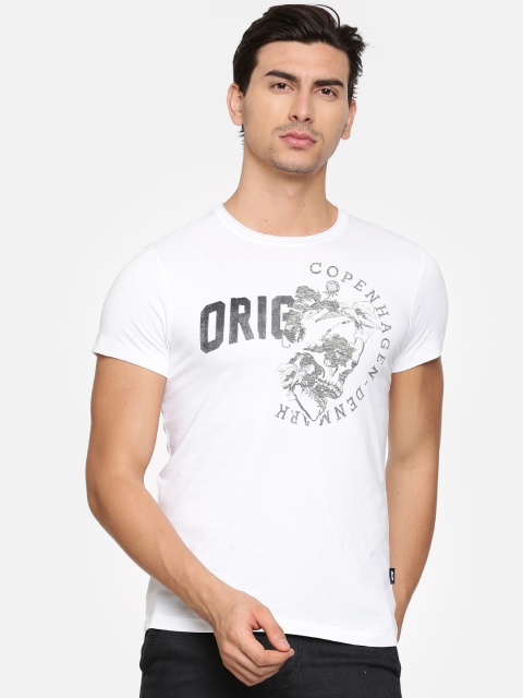 

Jack & Jones Men White Printed Round Neck T-shirt