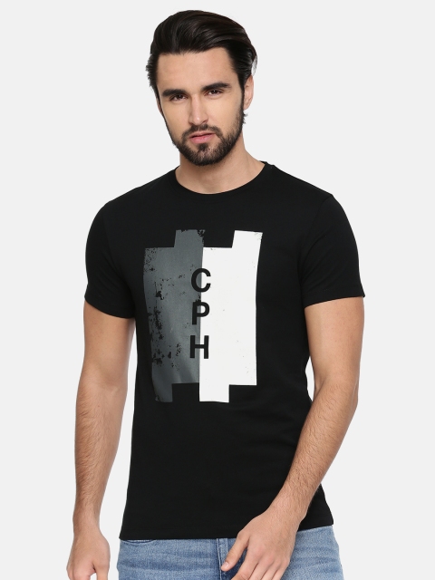 

Jack & Jones Men Black Printed Round Neck T-shirt