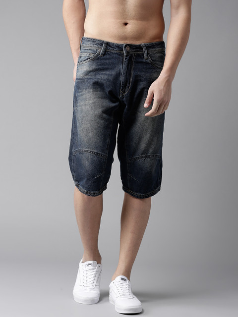 

Moda Rapido Men Blue Solid Regular Fit Denim Shorts