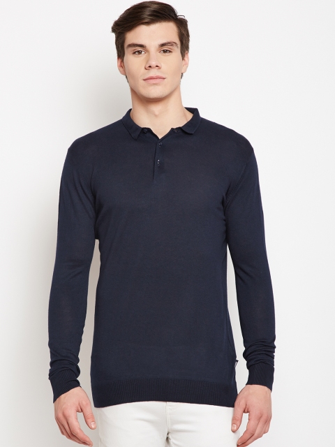 

Jack & Jones Men Navy Blue Solid Polo Collar T-shirt