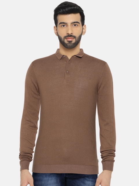 

Jack & Jones Men Brown Solid Polo Collar T-shirt