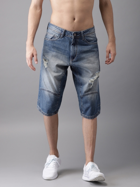 

Moda Rapido Men Blue Solid Regular Fit Denim Shorts