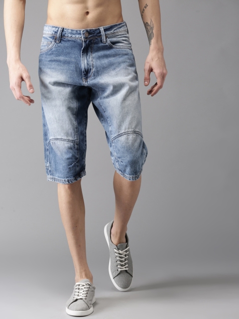 

Moda Rapido Men Blue Washed Regular Fit Denim Shorts