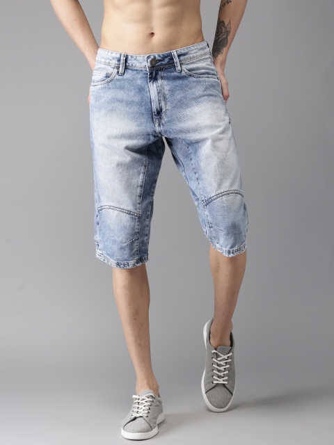 

Moda Rapido Men Blue Washed Regular Fit Denim Shorts