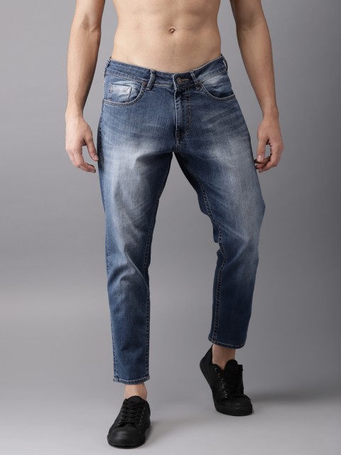 

HERE&NOW Men Blue Slim Fit Mid-Rise Cropped Clean Look Stretchable Jeans