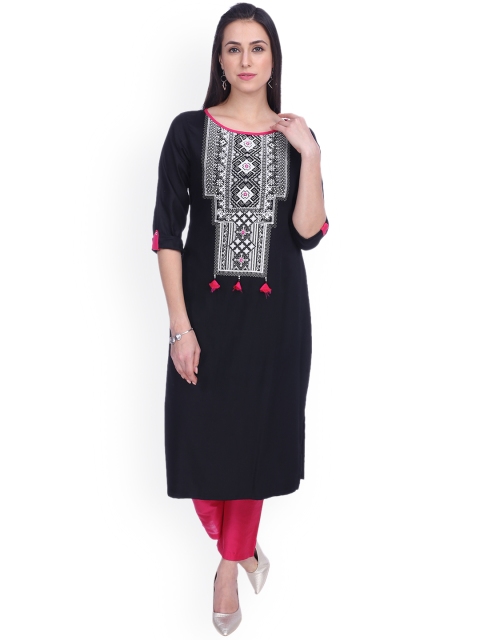

Indian Ink Women Black Woven Design Kurti