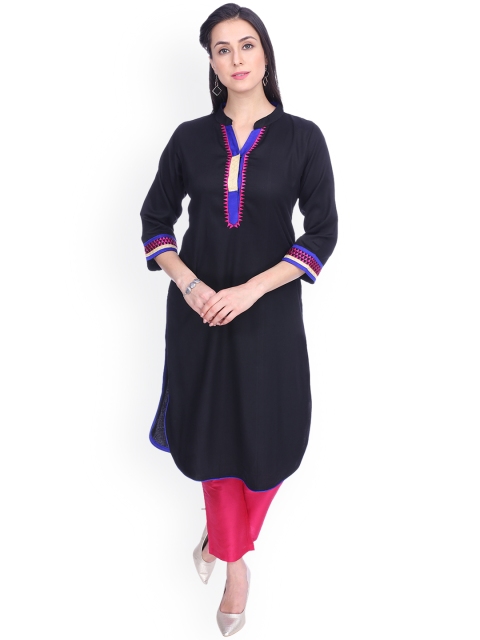 

Indian Ink Women Black Solid Kurti