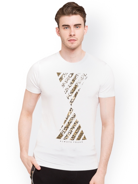 

Globus Men White Printed Round Neck T-shirt