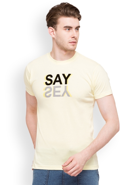 

Globus Men Yellow Printed Round Neck T-shirt