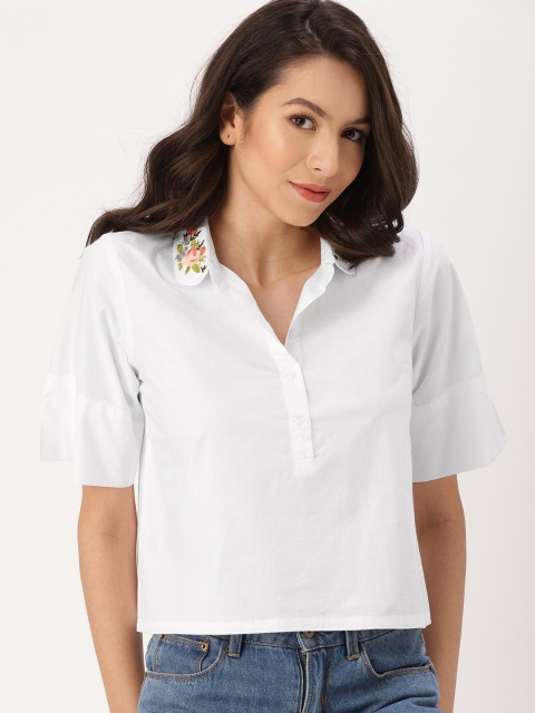 

DressBerry Women White Peter Pan Collar Top