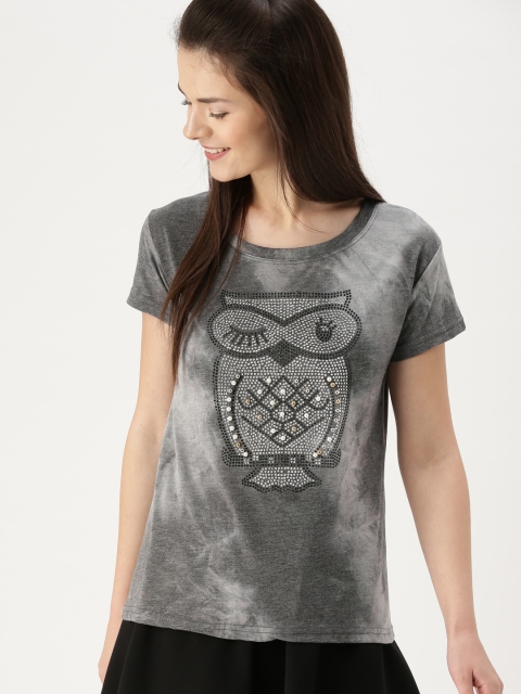 

DressBerry Women Grey Embellished Top