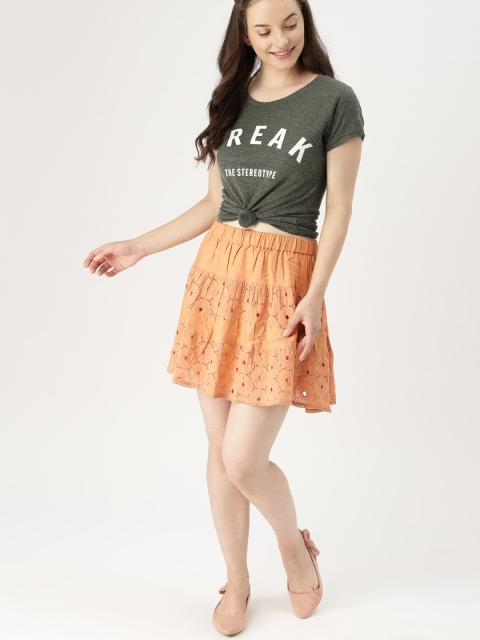 

DressBerry Women Charcoal Grey Printed Round Neck T-shirt