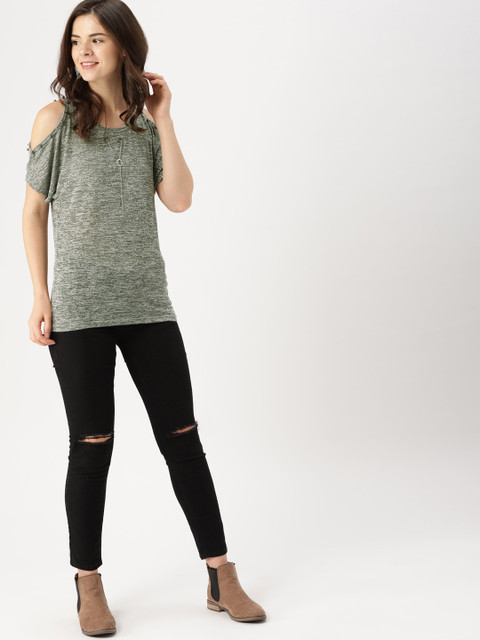 

DressBerry Women Green Embellished Top