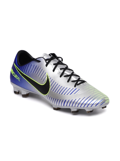 

Nike Men Silver-Toned & Blue Printed Neymar Mercurial Veloce III Football Shoes