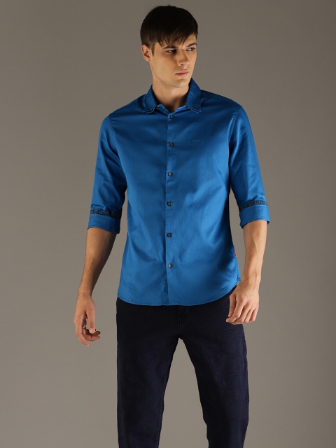 

Flying Machine Men Blue Slim Fit Solid Casual Shirt