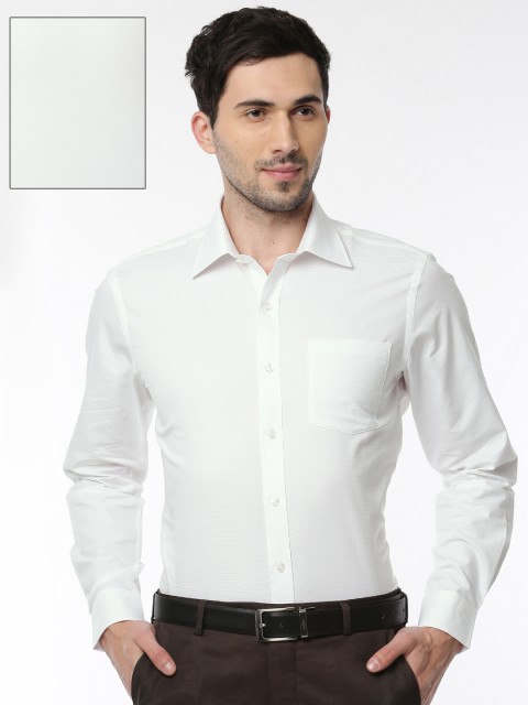 

Arrow Men White Classic Slim Fit Striped Formal Shirt