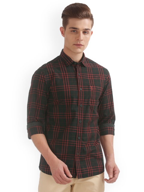 

Arrow Blue Jean Co. Men Charcoal Grey & Red Slim Fit Checked Casual Shirt