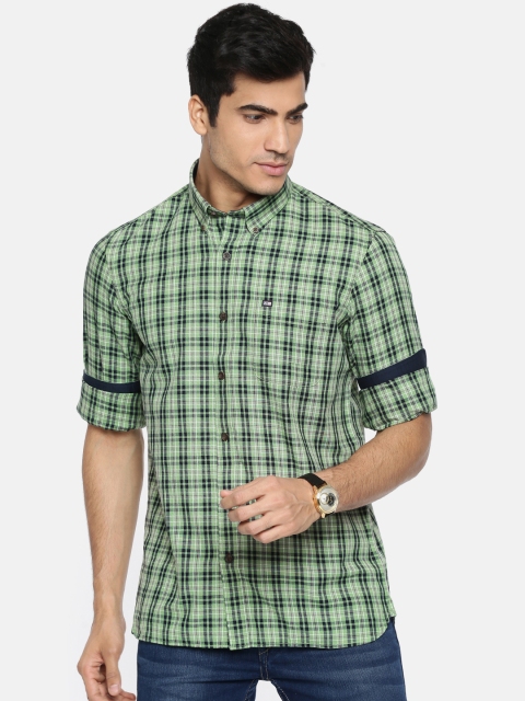 

Arrow Sport Men Green & Navy Blue Classic Slim Fit Checked Casual Shirt