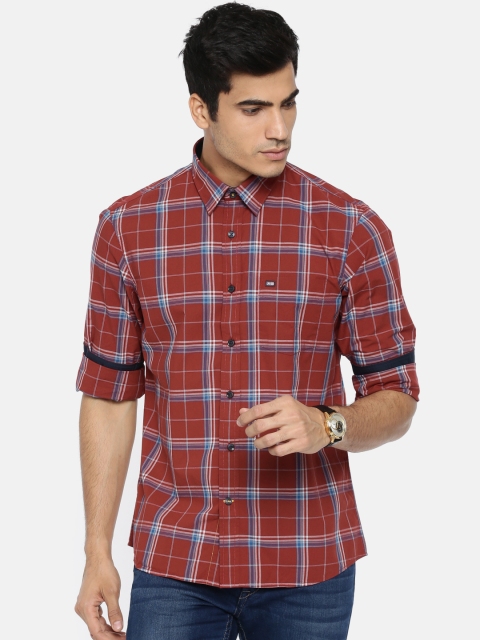 

Arrow Sport Men Rust Red & Blue Classic Slim Fit Checked Casual Shirt