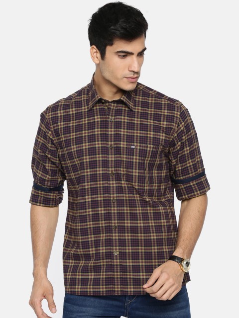 

Arrow Sport Men Navy Blue & Mustard Regular Fit Checked Casual Shirt
