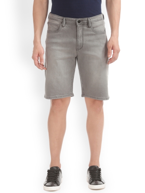 

Arrow Blue Jean Co. Men Grey Solid Regular Fit Denim Shorts