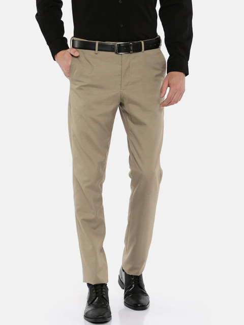 

Arrow Men Khaki Original Tapered Fit Self Design Formal Trousers