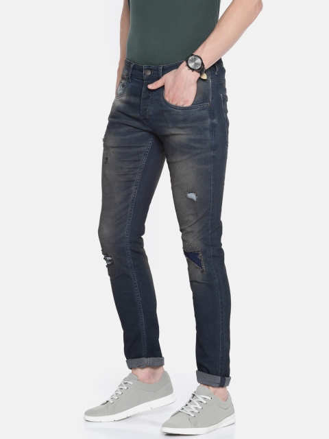 

Jack & Jones Men Blue Glenn Slim Fit Low-Rise Low Distress Stretchable Jeans