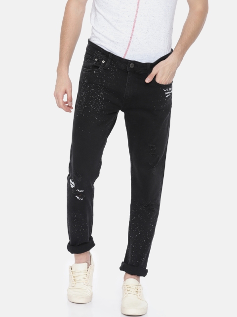 

Jack & Jones Men Black Skinny Fit Low-Rise Mildly Distressed Stretchable Jeans