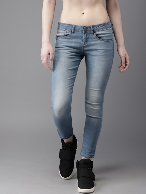 

Moda Rapido Women Blue Skinny Fit Mid-Rise Cropped Clean Look Stretchable Jeans