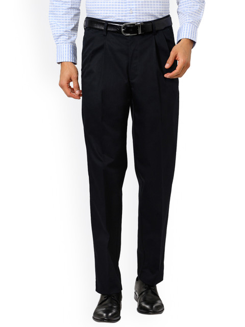 

Peter England Men Navy Blue Regular Fit Solid Formal Trousers